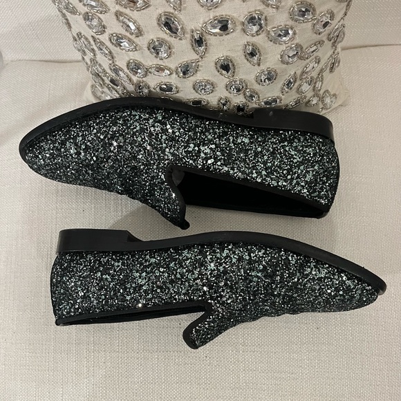 💎JIMMY CHOO Metallic Loafers. Size US 7/IT 37.5. Black&Metallic - Picture 5 of 12